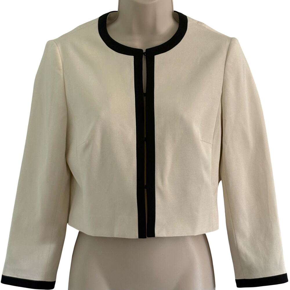 NWT Hobbs London Cropped Blazer Size 4 Cream Black Professional